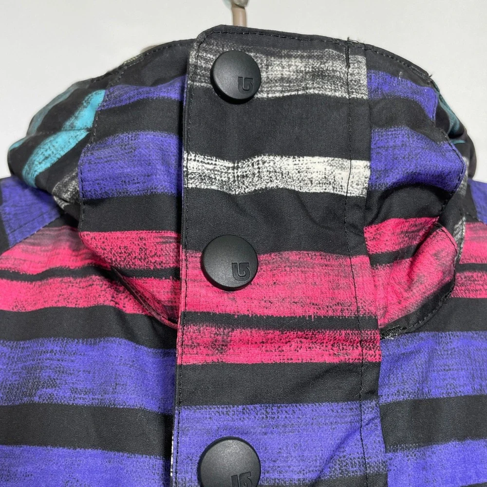 Burton Multicolor Stripes Hooded Winter Coat Ski Snowboard Jacket Women's SMALL - Picture 2 of 14